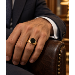 Pre Owned 9ct Mens Onyx Signet Ring ZC118